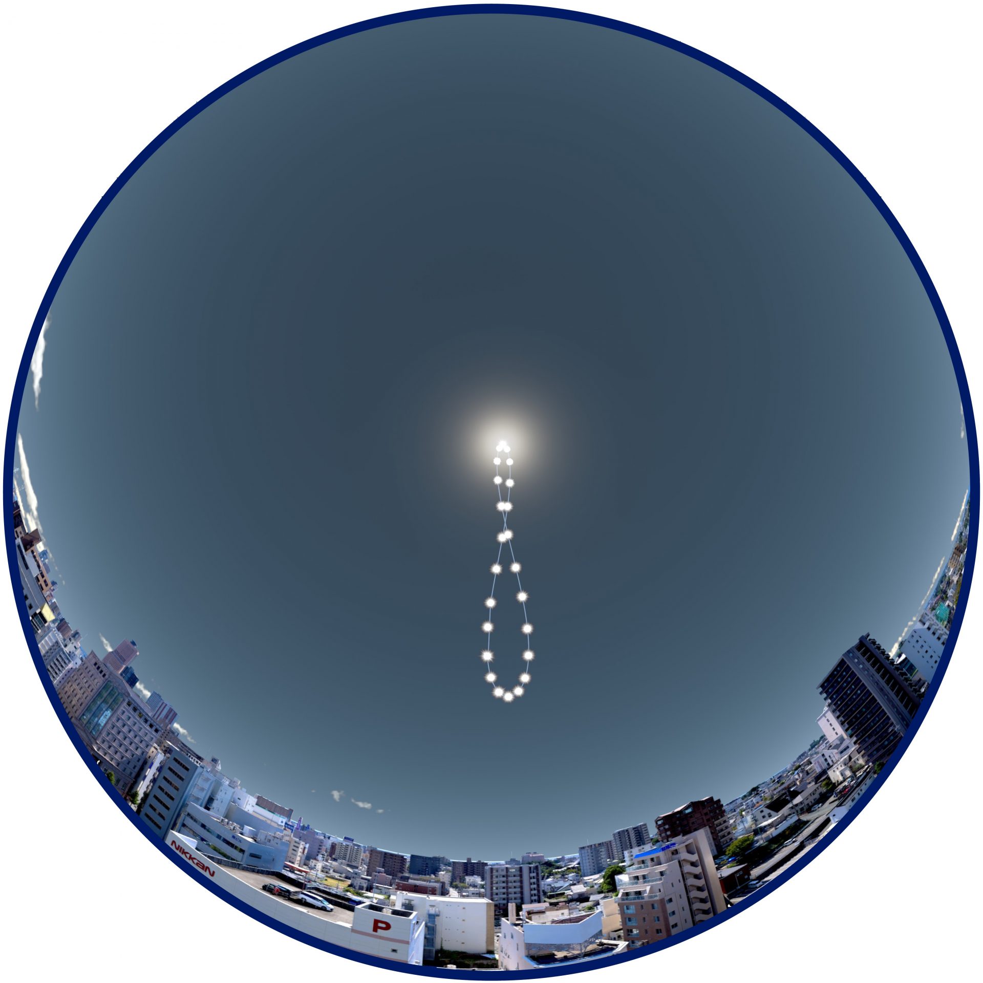 ▲プラネタリウム制作ソフトで再現した浜松のアナレンマ(Credit:五藤光学研究所/E&S)